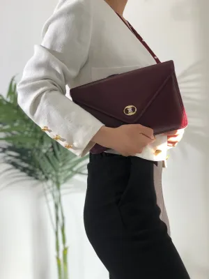 CELINE Blason Triomphe Clutch bag Bordeaux Old Celine Vintage bv3z8k