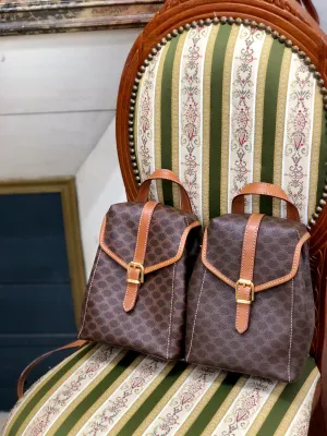 CELINE Macadam 2Way Double Mini Backpack Slingbag Brown Vintage Old CELINE gptz5h