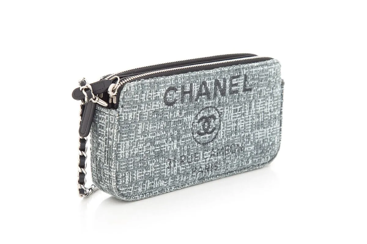Chanel 2018 Grey Deauville Clutch on Chain Handbag