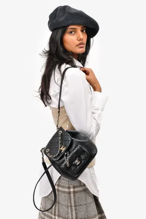 Chanel 2023 Black Lambskin Leather Duma Backpack