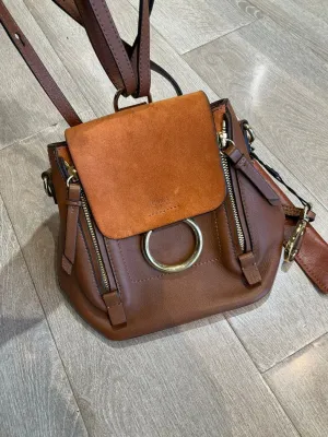 Chloe Faye Mini Brown Suede Leather Backpack