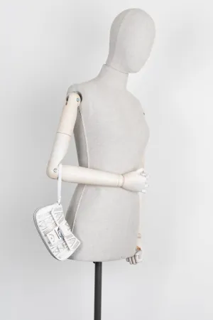 CHRISTIAN DIOR Columbus Clutch Embroidered White