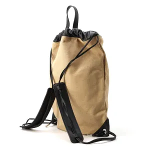 FENDI Backpack Beige/Black 7VZ057 Canvas Leather