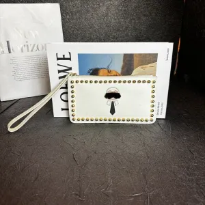 Fendi Karl Lagerfeld White Rivet Clutch Bag 30cm