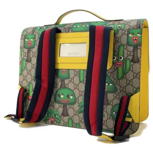 GUCCI GG Supreme Children's Backpack Smiling Plant Beige/Green/Yellow 410791 PVC Leather