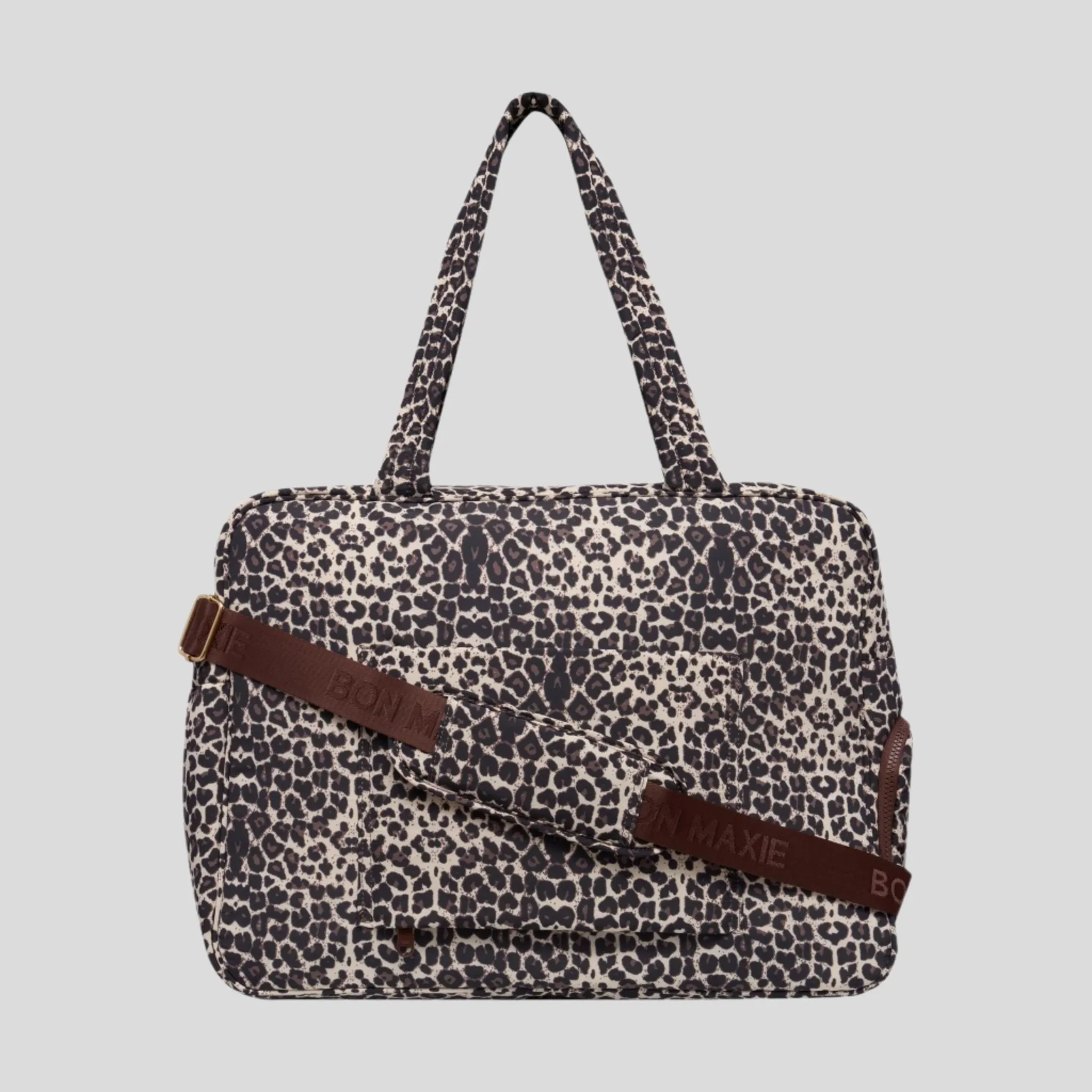 Large Weekender Nylon Duffel Bag -- Leopard